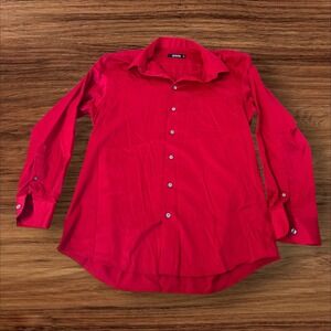 Murano Mens Dress Shirt 16 1/2 33 Long Sleeve Red‎ Cotton Blend